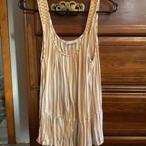 Striped Sleeveless Top - Mustard and White